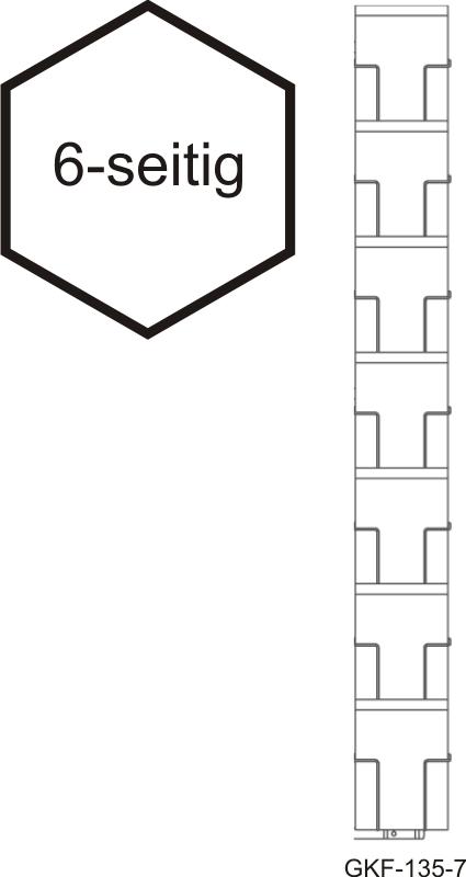Karten-Bodenständer, 135 mm, 42 Fächer, 6-seitig, 1-reihig, schwarz